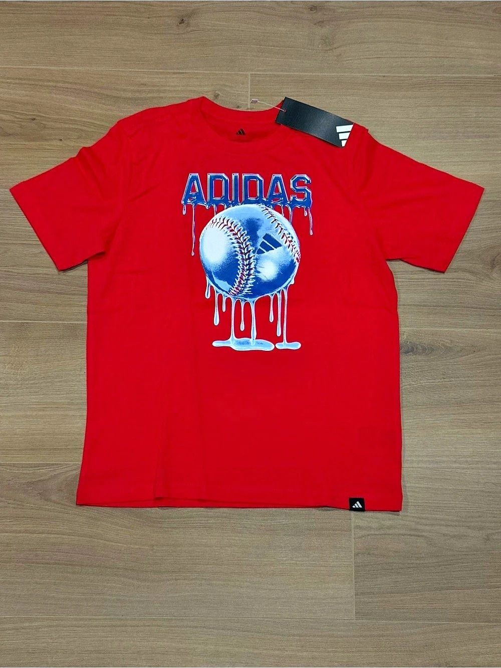 adidas Baseball Graphic Tee in Red Size Medium NWT